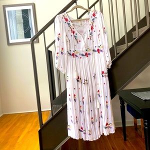 Stunning Embroidered White Midi Dress